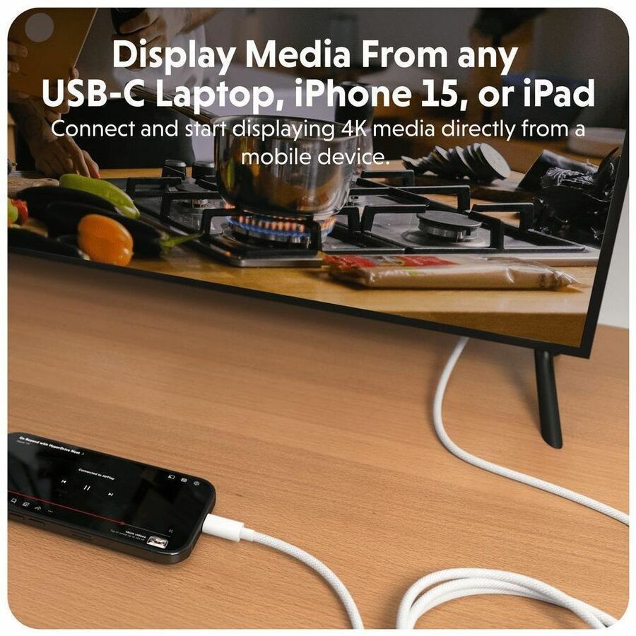 Hyper HyperDrive USB-C to HDMI 4K60Hz Cable - White