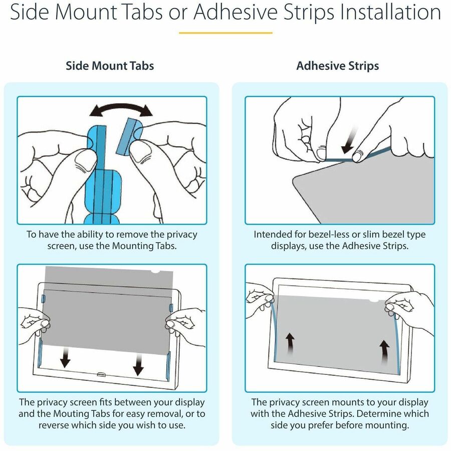 StarTech 27-inch 16:9 Gold Monitor Privacy Screen, Reversible Filter w/Enhanced Privacy, Screen Protector/Shield, +/- 30&deg; View Angle