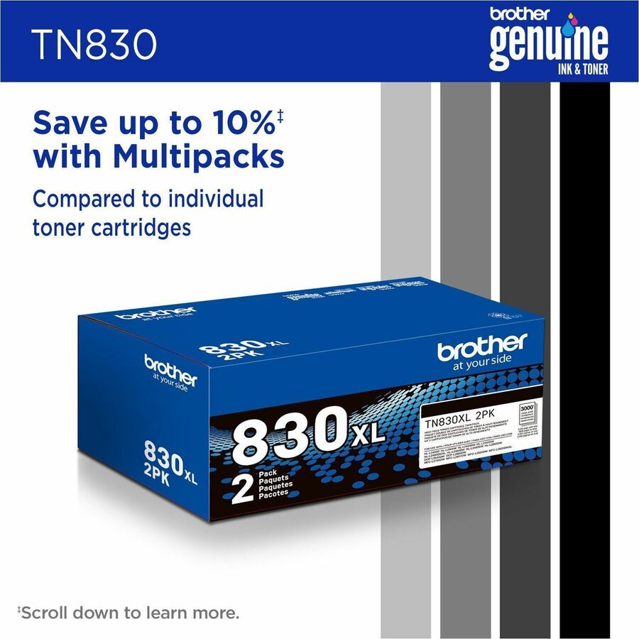 Brother Genuine TN830 Standard Yield Black Toner Cartridge