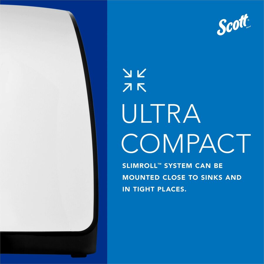 Scott Slimroll Towel Dispenser - Touchless Dispenser - 13" Height x 12.7" Width x 7.2" Depth - Plastic - White - Anti-bacterial, Refillable, Contemporary Style, Hygienic, Compact, Slim, Dirt Resistant - 1 Carton