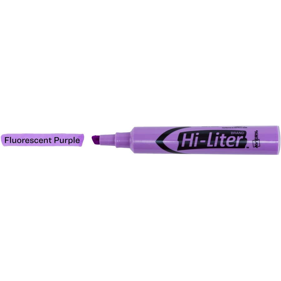 Avery® Desk Style Highlighters - Chisel Marker Point Style - Fluorescent Purple - Purple Barrel - Tank-Style Highlighters - AVE24060