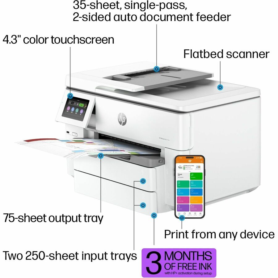 Imprimante multifonction &#224; jet d'encre Officejet Pro 9730e Filaires et Sans fil - Couleur HP