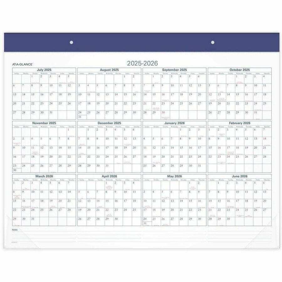 AtAGlance Academic 20242025 Two Color Monthly Desk Pad Calendar