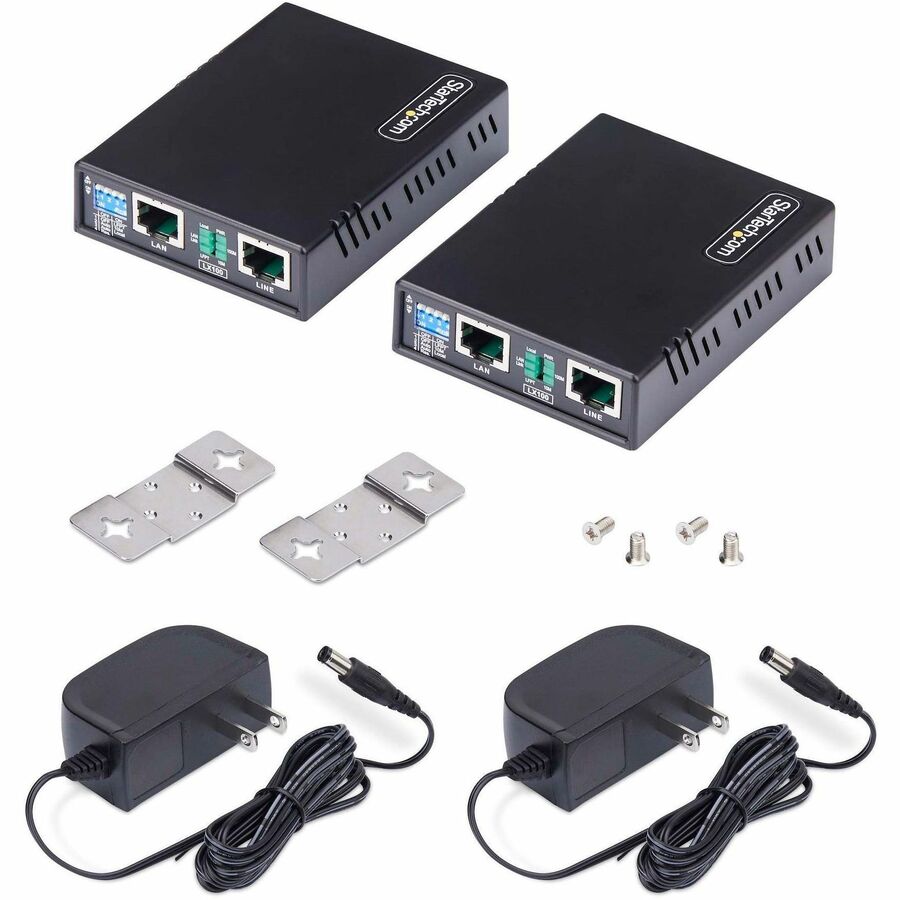 StarTech.com 10/100 Ethernet Extender Kit, Up to 0.5mi (800m), Long-Range LAN Over Single Pair Wire/RJ45 UTP, For Remote IP Camera/WiFi AP