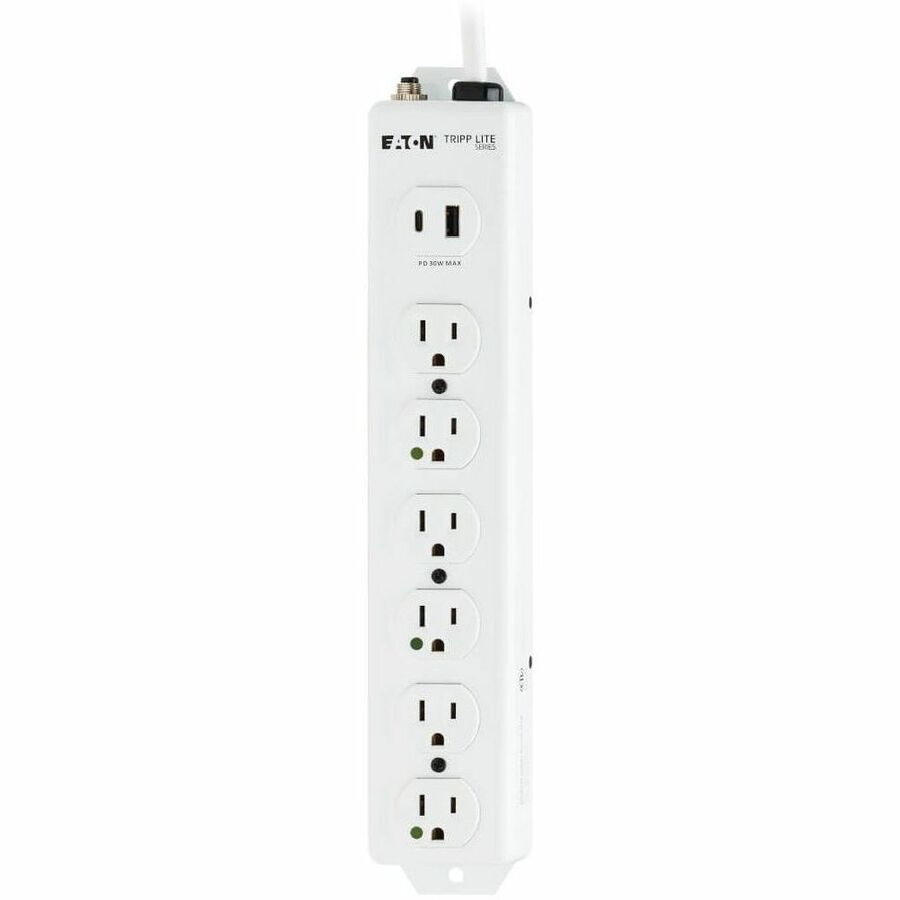Eaton Tripp Lite Series Safe-IT UL 1363 Medical-Grade Power Strip, 6 Hospital-Grade Outlets, USB Charging, Safety Covers, Antimicrobial, 2 ft. Cord