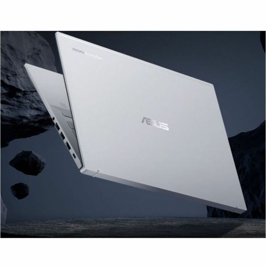 ASUS Chromebook Plus Enterprise silver laptop with 14-inch WQXGA display, Intel Core Ultra 5 115U, 8 GB RAM, and 256 GB SSD — alternate view 6