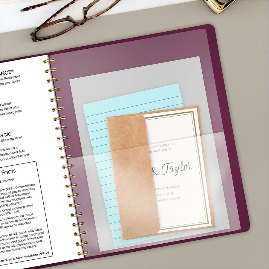 At-A-Glance Contemporary Weekly/Monthly Planner - Weekly, Monthly - 12 Month - January 2026 to December 2026 - 8:00 AM to 5:30 PM - Half-hourly - Monday - Friday - 8 1/4" x 11" Sheet Size - Twin Wire - Purple - Paper - Crushed Cherry Faux Leather Cover - 