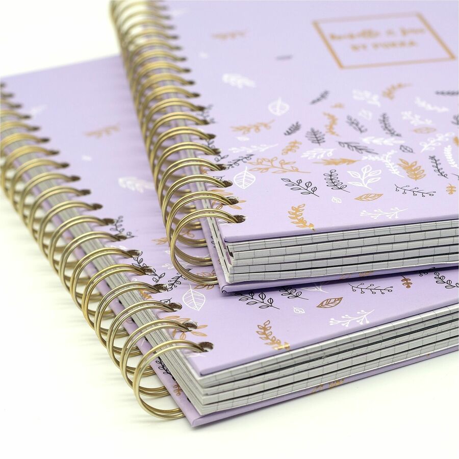 Pukka Pads Rochelle & Jess Notebook - 5 Subject(s) - 100 Sheets - Quad Ruled Front Ruling - Ruled Margin - 80 g/m² Grammage - 7 1/2" x 10" Sheet Size - Black, Lilac, Gold Cover - Graph Layout, Note Section, Repositionable Divider - 3 / Pack