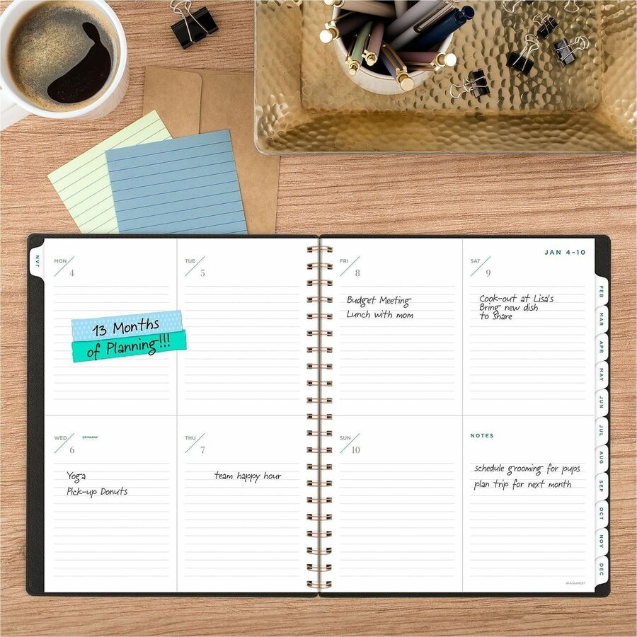 Picture of Signature Weekly/Monthly Planner, Jan 2026–Dec 2026, 8.5" x 11", twin-wire, tabbed months, black, EA