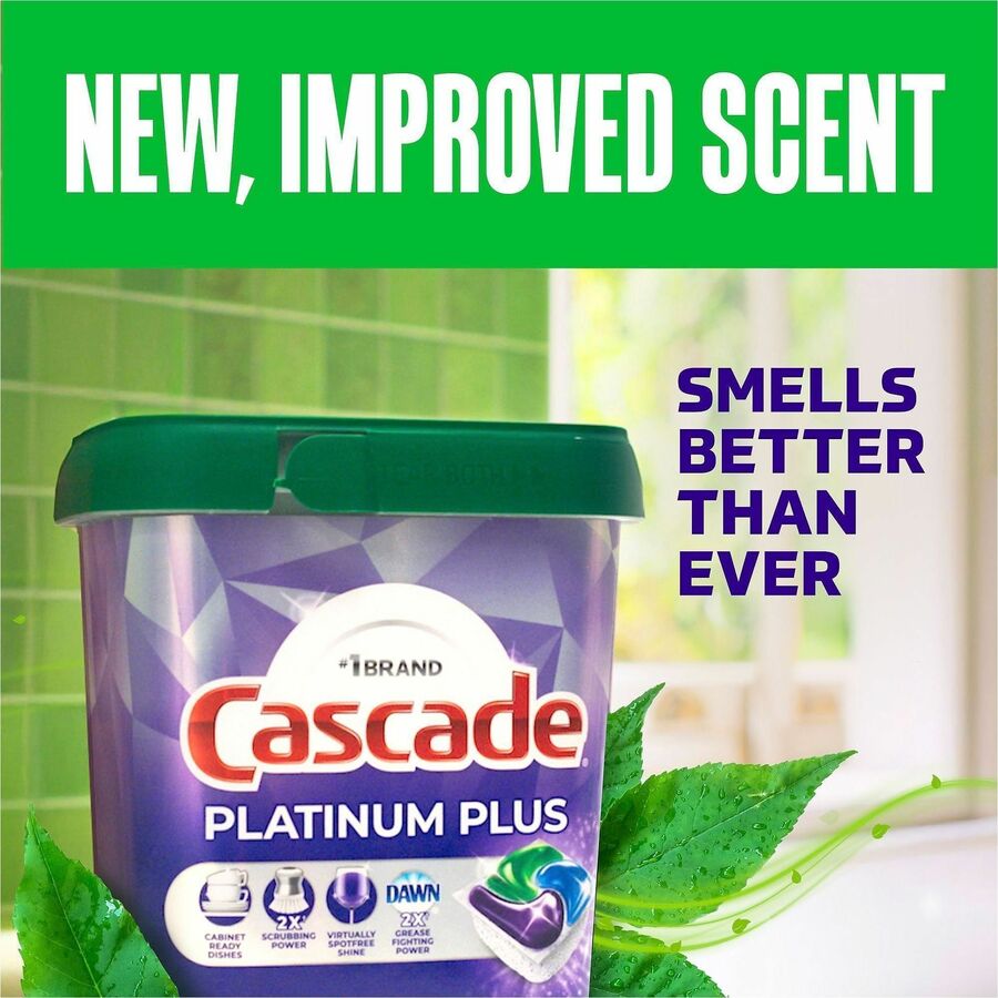 Cascade Platinum Plus ActionPacs - For Multipurpose - Fresh Scent - Recommended For: Residue Remover, Dried-on Food Remover, Grease Remover, Food Remover - Enzyme Activated - Purple - 47 / Pack