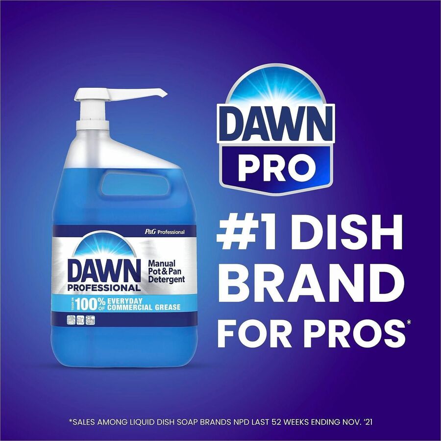 PGC15260 - Formulated for the foodservice environment, Dawn Professional Manual Pot and Pan Detergent helps remove greasy food soils from pots, pans and utensils with the grease-fighting power of Dawn. Long-lasting suds clean more dishes per sink, reduce sink changeover and save hot water vs. leading brand. You can also use on tough jobs in three-compartment sinks, food-contact surfaces, countertops, dining room tables, windows, tile walls and smallwares.Rebate: Up To 50% Savings on P&G Pro Case View Rebate Details