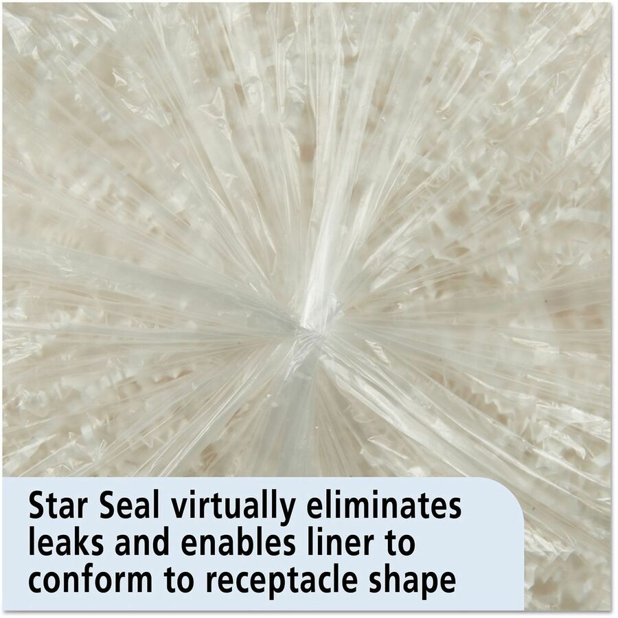 NSN5171347 - Trash bags are designed for use in soft refuse applications. Ideal for office, kitchen and bathroom applications. The high molecular weight of the high-density polyethylene resin produces an economical liner that is approximately 1/3 the weight of traditional can liners. The use of fewer raw materials returns less plastic to our environment. Trash bags also offer great load-bearing capabilities. 