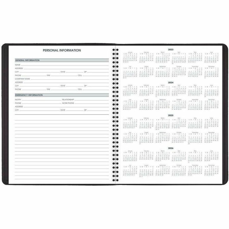 At-A-Glance 24-HourAppointment Book Planner - Daily - January 2024 - December 2024 - 12:00 AM to 11:00 PM - Hourly - 1 Day Single Page Layout - 8 1/2" x 11" Sheet Size - Wire Bound - Simulated Leather - Black CoverNotepad - 1 Each