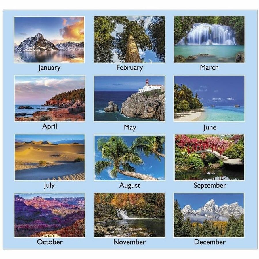 At-A-Glance Scenic Wall Calendar - Medium Size - Julian Dates - Monthly - 12 Month - January 2024 - December 2024 - 1 Month Single Page Layout - 12" x 17" White Sheet - 1.50" x 1.50" Block - Wire Bound - White - Chipboard, Paper - Hanging Loop, Reference 