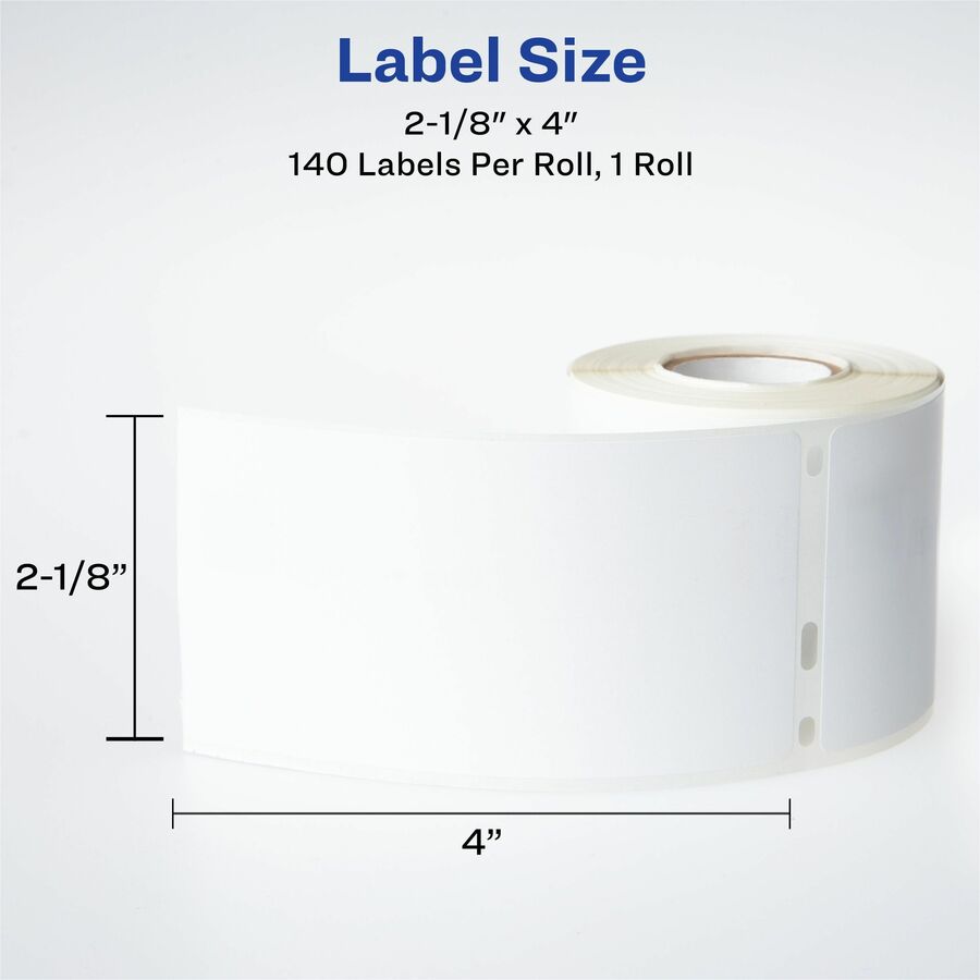 Avery® Thermal Roll Labels 2-1/8"x4" , 140 Shipping Labels-1 Roll (4153) - 4" Width x 2 1/8" Length - Permanent Adhesive - Rectangle - Direct Thermal - Bright White - Paper - 140 / Sheet - 1 Total Sheets - 140 Total Label(s) - 140 / Box - Water Resist