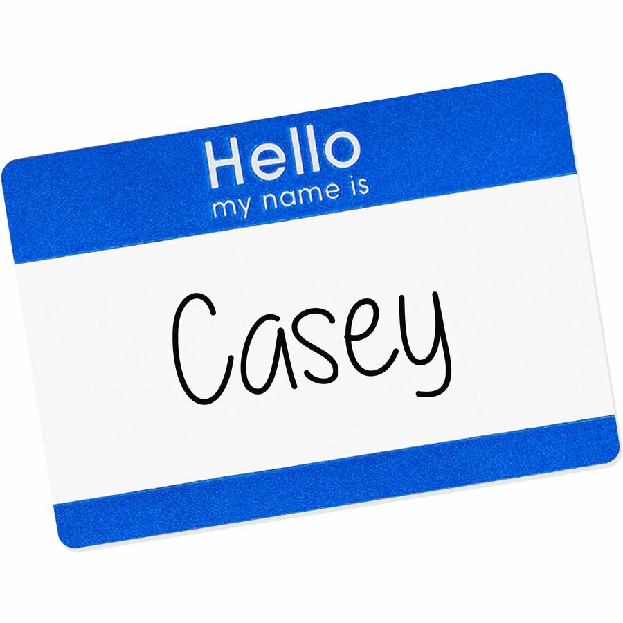 Avery® Border Print/Write Hello Name Badges - 2 11/32" Width x 3 3/8" Length - Removable Adhesive - Rectangle - Laser, Inkjet - White, Blue - Paper - 2 / Sheet - 50 Total Sheets - 100 Total Label(s) - 3