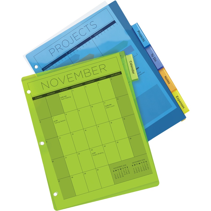 Avery® Big Tab Insertable Plastic Dividers - 5 x Divider(s) - 5 - 5 Tab(s)/Set - 8.50" Divider Width x 11" Divider Length - 3 Hole Punched - Translucent Plastic Divider - Multicolor Plastic Tab(s) - Top Tab Accessories - AVE11900