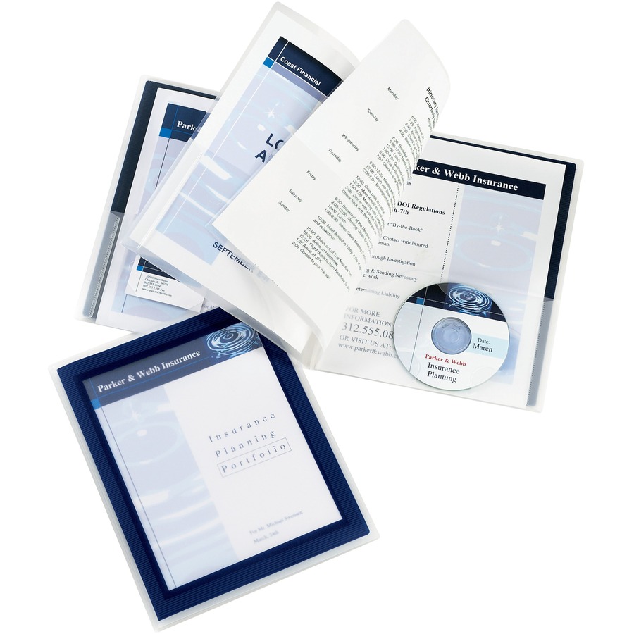 Avery® Flexi-View Letter Pocket Folder - 8 1/2" x 11" - 150 Sheet Capacity - 6 Internal Pocket(s) - Polypropylene - Navy Blue - 1 Each