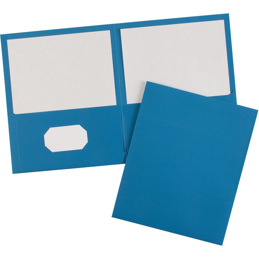 Avery® Letter Pocket Folder - 8 1/2" x 11" - 40 Sheet Capacity - 2 Internal Pocket(s) - Embossed Paper - Light Blue - 25 / Box
