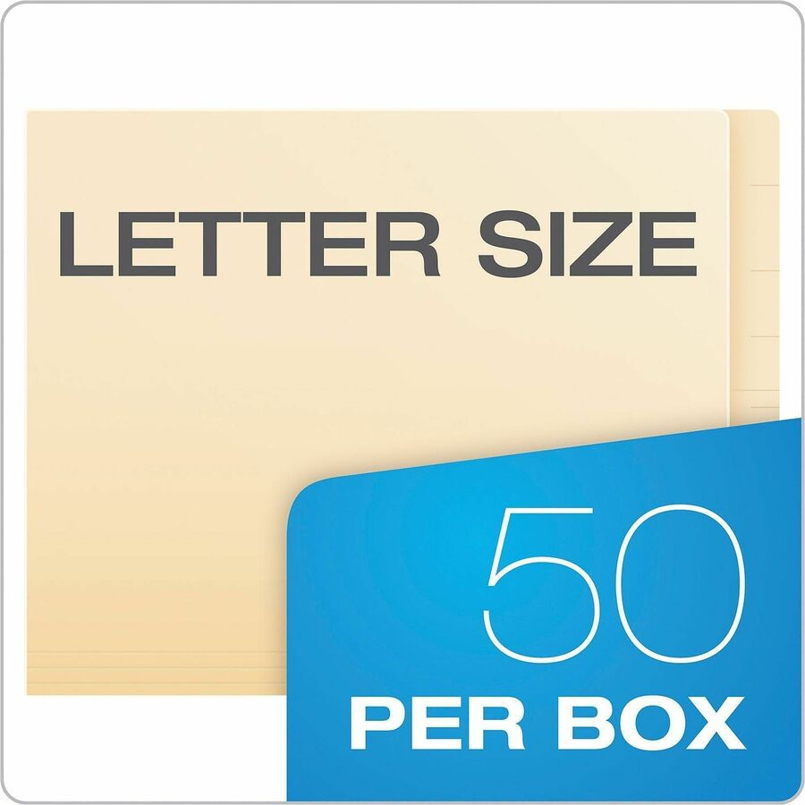 Pendaflex Letter Recycled End Tab File Folder - 8 1/2" x 11" - 3/4" Expansion - 2 Fastener(s) - 2" for Folder - 2 Plys - Manila - Laminated, Reinforced - 10% Recycled - 50 / Box