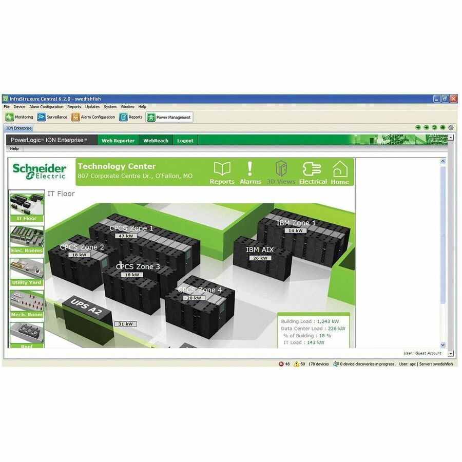 Appliance, EcoStruxure IT Data Center Expert, basic, up to 525 devices, up to 15 surveillance cameras, remote monitoring, management