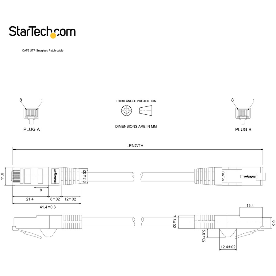 StarTech 7ft CAT6 Ethernet Cable - Gray Snagless Gigabit - 100W PoE UTP 250Mhz Category 6 Patch Cord UL Certified Wiring/TIA
