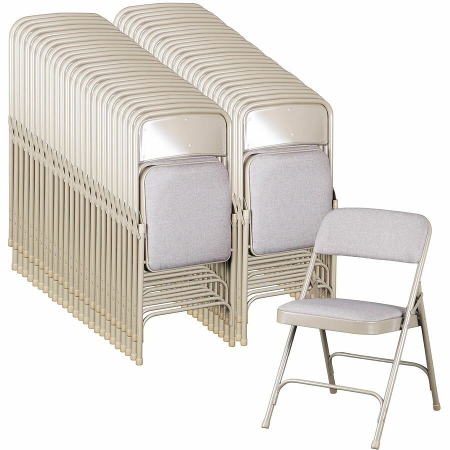 National Public Seating 2200 Series Folding Chair - Graystone Seat Color - Fabric, High Density Foam (HDF) Seat Material - Gray Stone Back Color - High Density Foam (HDF) Back Material - Gray Frame Color - Tubular Steel, Metal Frame Material - Gray Stone 