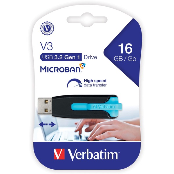 VERBATIM 16GB STORE N GO V3 USB 3.2 GEN 1  FLASH DRIVE BLUE
