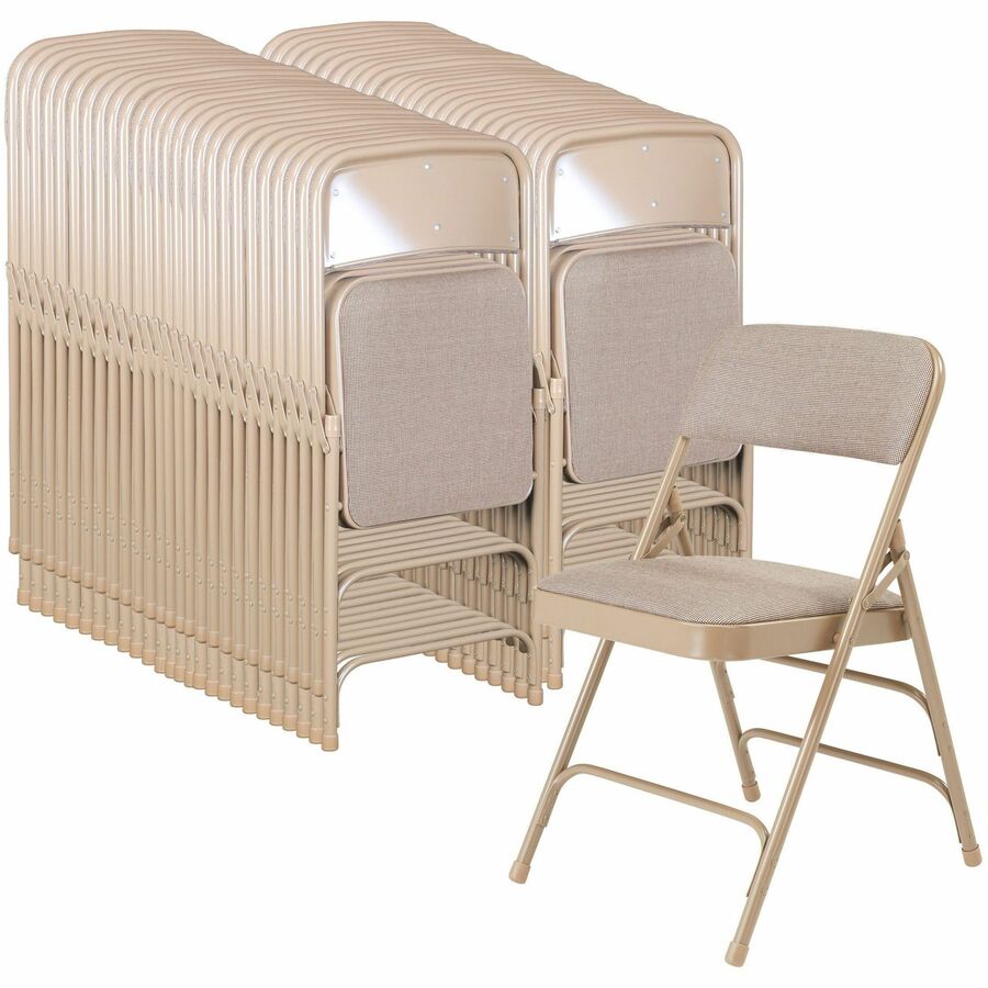 National Public Seating 2300 Series Folding Chair - Café Beige Seat Color - High Density Foam (HDF), Fabric Seat Material - Café Beige Back Color - High Density Foam (HDF) Back Material - Beige Frame Color - Tubular Steel Frame Material - Ca