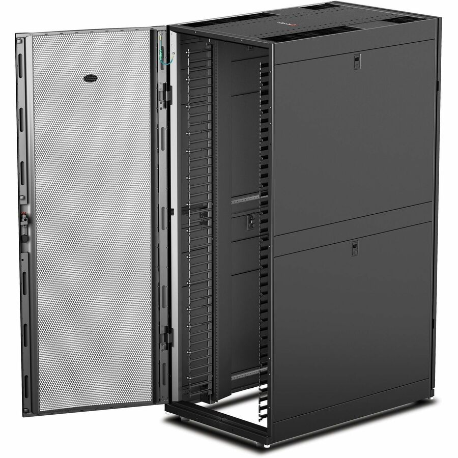 APC NetShelter SX, Networking Rack Enclosure, 42U, Black, 1991H x 750W x 1070D mm with Casters, Feet, Vertical Cable Managers, Side Panels [TAA]