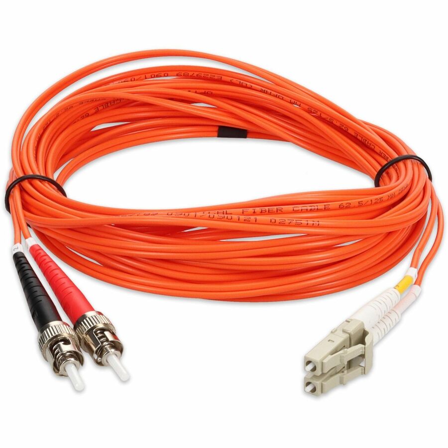 Orange 10 m OM1 duplex fiber patch cable with ST connector on one end and LC connector on the other, OFNR riser-rated — alternate view 7