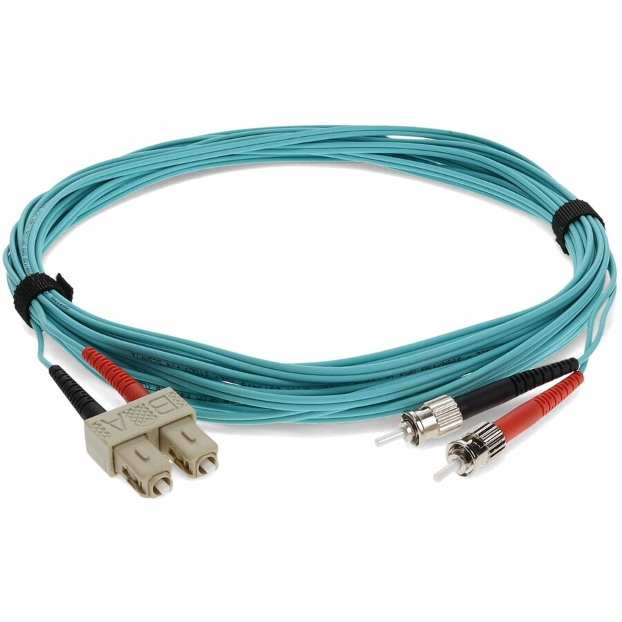 AddOn 3m ST to SC Aqua OM4 Duplex OFNR (Riser-Rated) Fiber Patch Cable