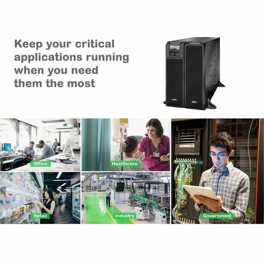 APC Smart-UPS On-Line, 5.4kVA, Tower, 208V, 2x L6-20R+2x L6-30R NEMA outlets, Network Card+SmartSlot, Extended runtime, W/O rail kit