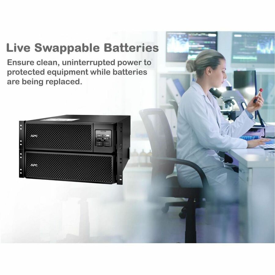 APC Smart-UPS On-Line, 8kVA/8kW, Tower, 208V, 4x L6-20R+2x L6-30R NEMA outlets, Network Card+SmartSlot, Extended runtime, W/O rail kit