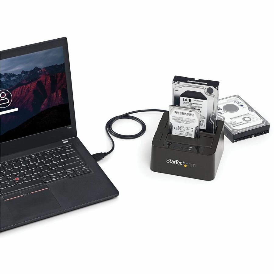 StarTech Dual-Bay USB 10Gbps to SATA Hard Drive Docking Station, 2.5/3.5" SATA I/II/III, SSD/HDD Dock, USB Hard Drive Bay, Top-Loading