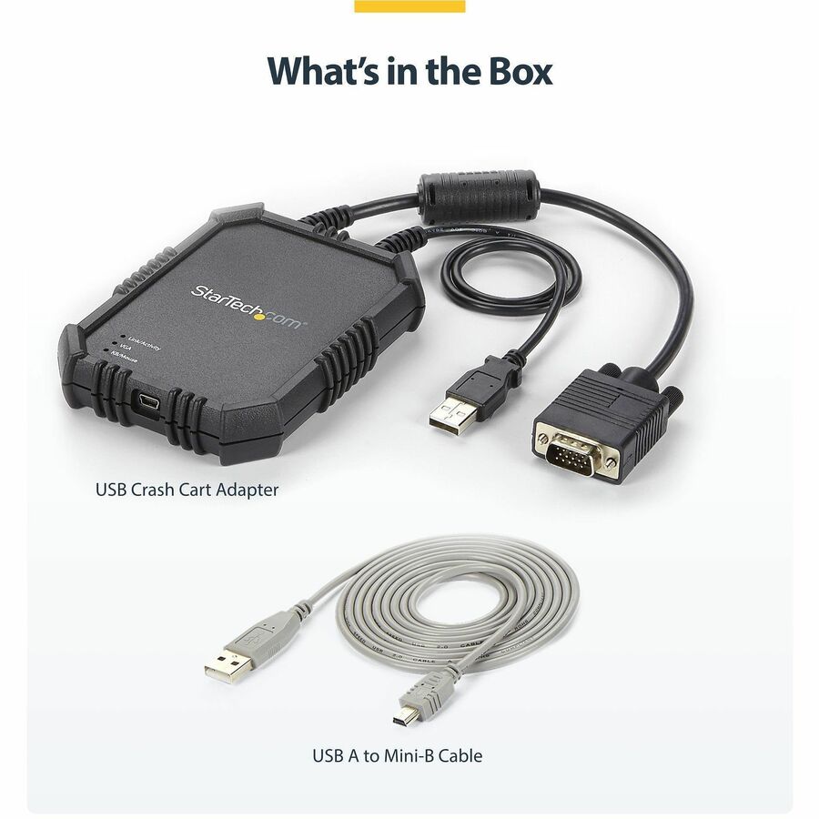 StarTech Laptop to Server KVM Console, Rugged USB Crash Cart Adapter with File Transfer and Video Capture, TAA