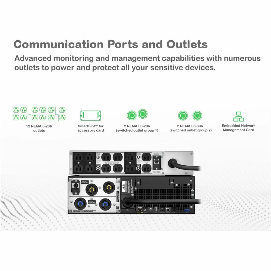 APC Smart-UPS On-Line, 5kVA, Rackmount 5U, 208V, 12 5-20R+2 L6-20R+2 L6-30R NEMA, Network Card+SmartSlot, W/ rail kit, W/ transformer 208V to 120V