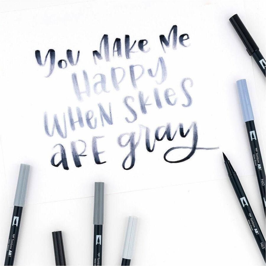 Tombow Dual Brush Pen Art Markers, Grayscale, 10-Pack