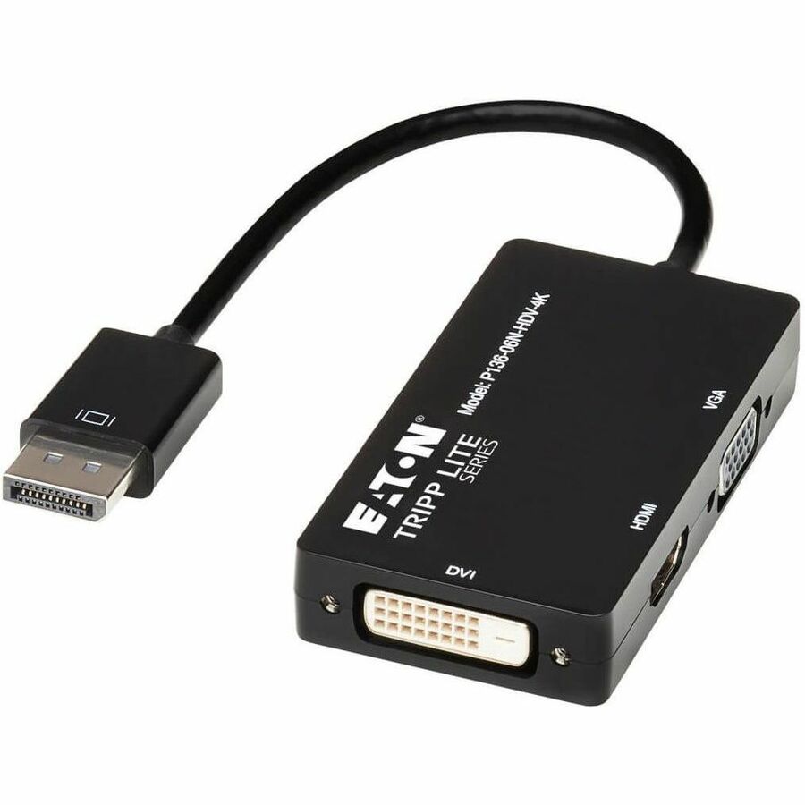 Eaton Tripp Lite Series DisplayPort to VGA/DVI/HDMI All-in-One Converter Adapter, DP ver 1.2, 4K 30 Hz HDMI