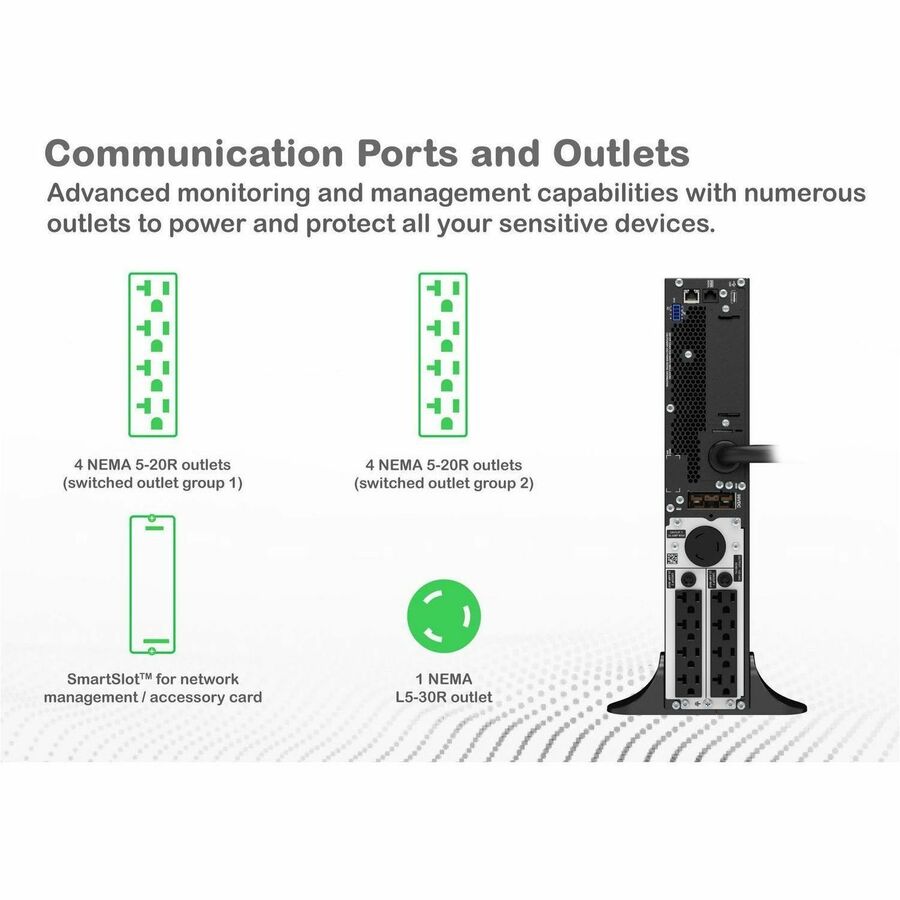 APC Smart-UPS On-Line, 3kVA, Tower, 120V, 8x 5-20R+1x L5-30R NEMA outlets, SmartSlot, Extended runtime, W/O rail kit