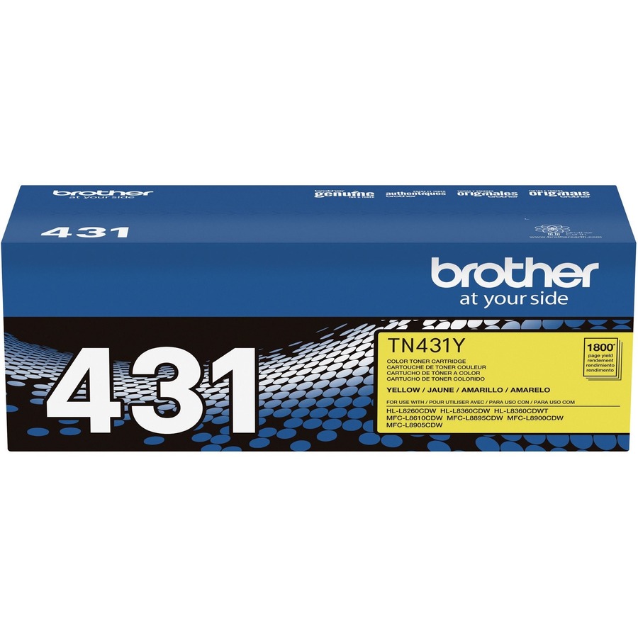 Brother TN431Y Original Standard Yield Laser Toner Cartridge - Yellow - 1 Each - 1800 Pages