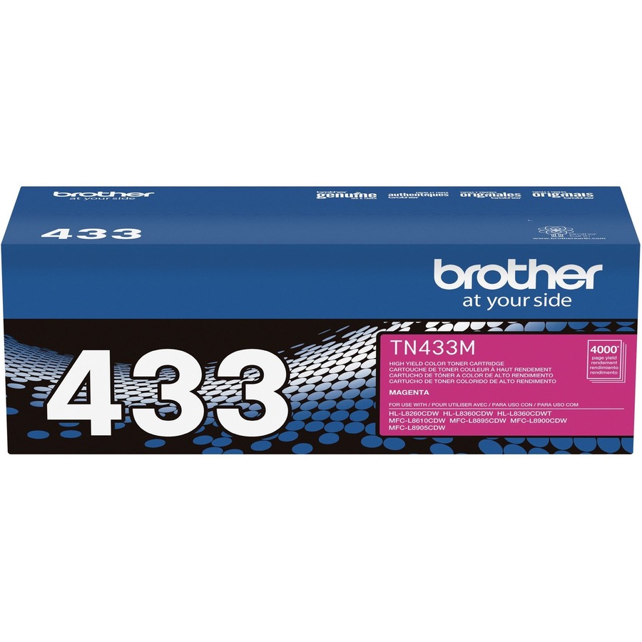 Brother TN433M Original High Yield Laser Toner Cartridge - Magenta - 1 Each - 4000 Pages