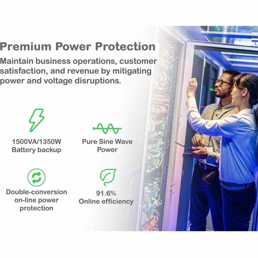 APC Smart-UPS On-Line, 1500VA, Rackmount 2U, 120V, 6x 5-15R NEMA outlets, Network Card, Extended runtime, W/ rail kit