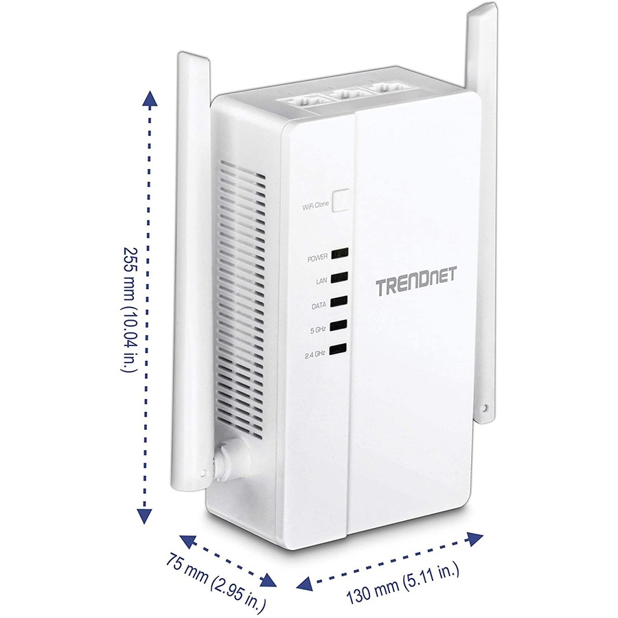 TRENDnet Wi-Fi Everywhere Powerline 1200 AV2 AC1200 Wireless Access Point, Expand Your Wireless Coverage, Built-in Concurrent Dual-Band, 3 x Gigabit Ports, MIMO, Beamforming, White, TPL-430AP