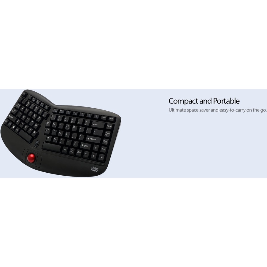 Adesso Tru-Form Media 3150 - 2.4 GHz Wireless Ergo Trackball Keyboard