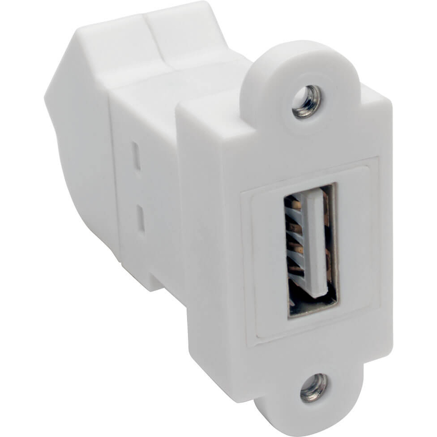 Tripp Lite by Eaton USB 2.0 All-in-One Keystone/Panel Mount Angled Coupler (F/F), White
