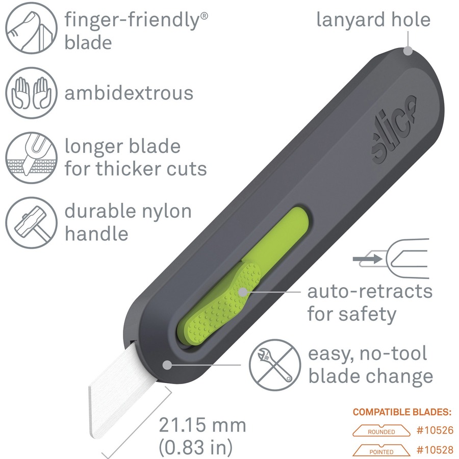 slice 10526 Safety Utility Knife Blades, Rounded Tip, Ceramic Zirconium  Oxide, 3/Pack - 10526
