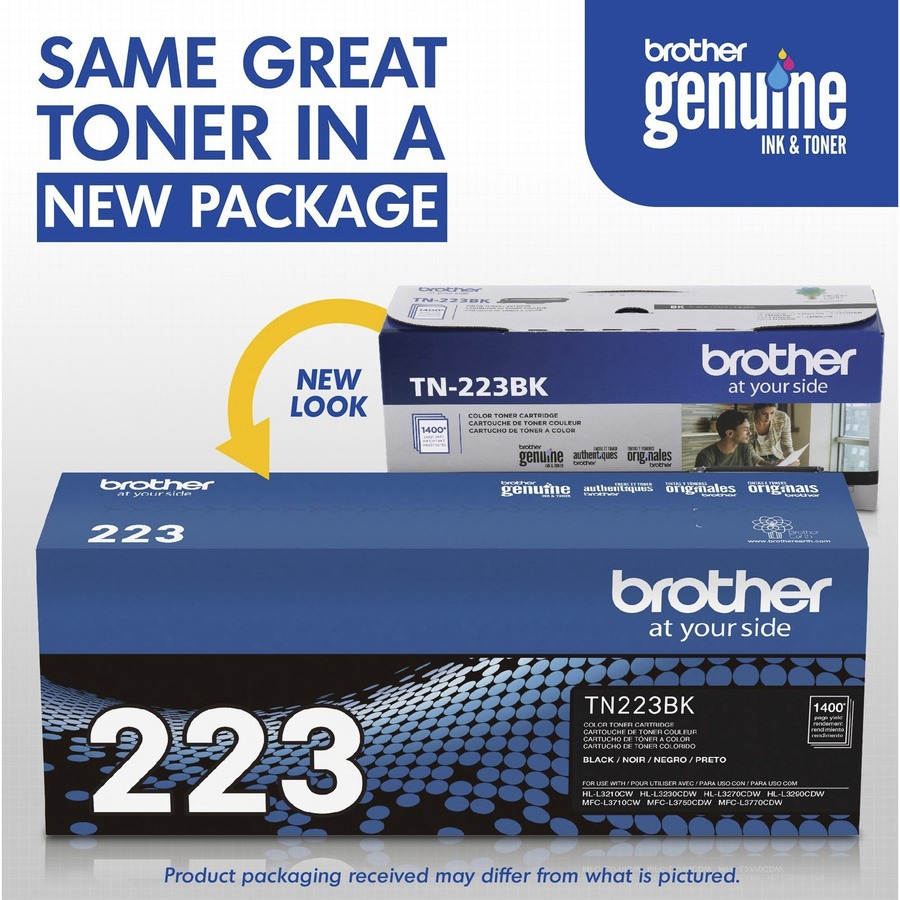 Brother Genuine TN-223BK Standard Yield Black Toner Cartridge - 1400 Pages