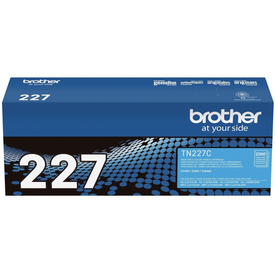 Brother Genuine TN-227C High Yield Cyan Toner Cartridge - 2300 Pages