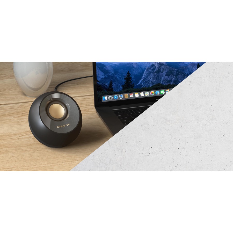 Creative Pebble V2 - Minimalistic 2.0 USB-C Powered Desktop Speakers, 3.5  mm AUX-in, Up to 8W RMS Power for Computers and Laptops, Type-A Adapter